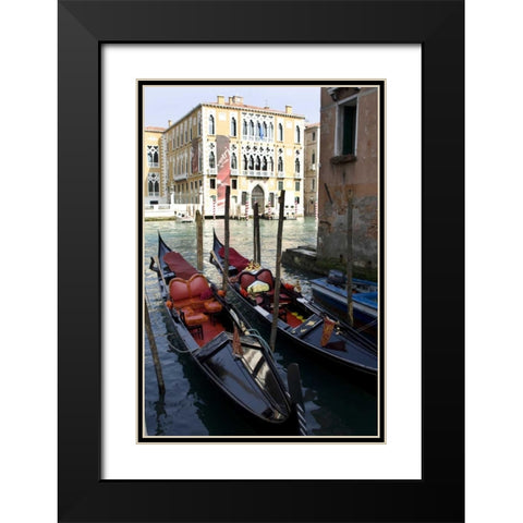 Italy, Venice Two parked gondolas in Grand Canal Black Modern Wood Framed Art Print with Double Matting by Kaveney, Wendy