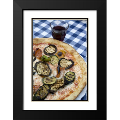 Italy, Venice Vegetarian pizza and wine Black Modern Wood Framed Art Print with Double Matting by Kaveney, Wendy
