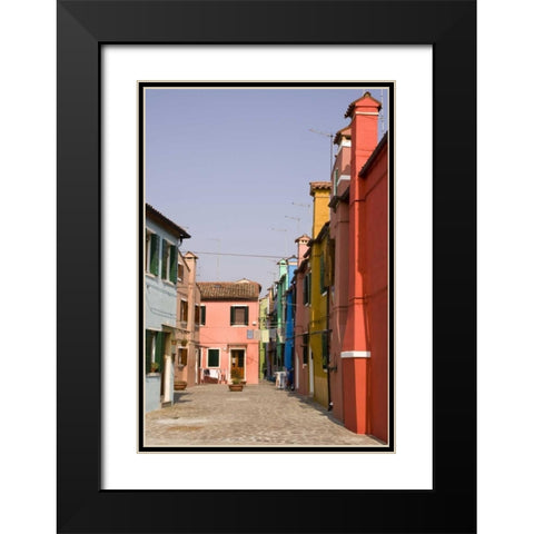Italy, Venice, Burano A typical street scene Black Modern Wood Framed Art Print with Double Matting by Kaveney, Wendy