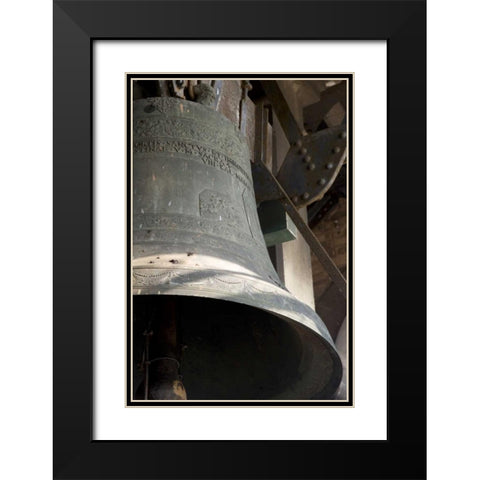 Italy, Venice Campanile bell with Latin Black Modern Wood Framed Art Print with Double Matting by Kaveney, Wendy