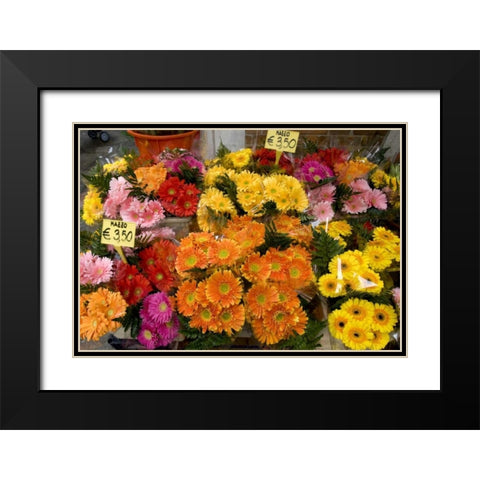 Italy, Venice Flowers for sale in a market Black Modern Wood Framed Art Print with Double Matting by Kaveney, Wendy