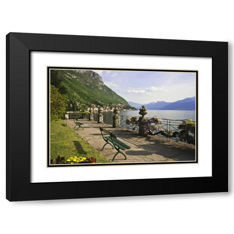 Italy, Varenna View of Lake Como with Varenna Black Modern Wood Framed Art Print with Double Matting by Flaherty, Dennis