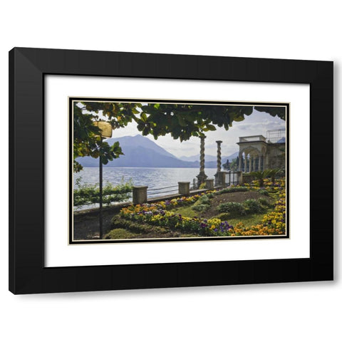 Italy, Varenna A villa on shore of Lake Como Black Modern Wood Framed Art Print with Double Matting by Flaherty, Dennis