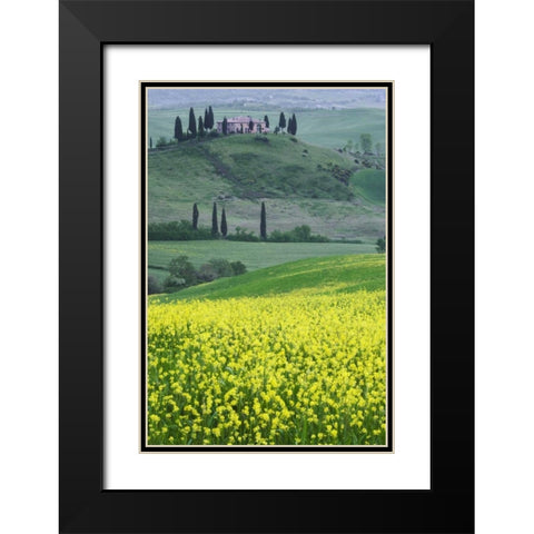 Italy, Tuscany Villa on a countryside hill Black Modern Wood Framed Art Print with Double Matting by Flaherty, Dennis