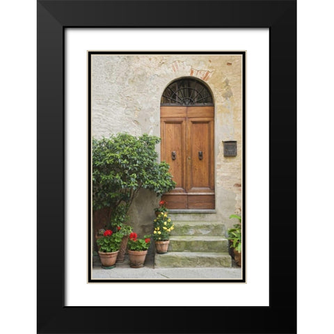 Italy, Tuscany, Pienza Doorway to a residence Black Modern Wood Framed Art Print with Double Matting by Flaherty, Dennis