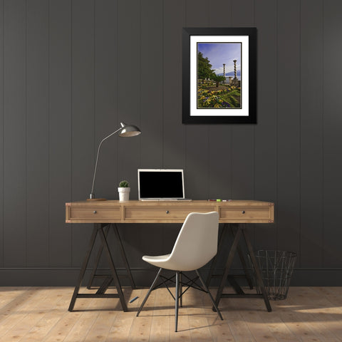 Italy, Varenna Villa on the shores of Lake Como Black Modern Wood Framed Art Print with Double Matting by Flaherty, Dennis