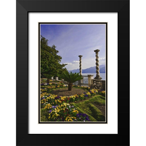 Italy, Varenna Villa on the shores of Lake Como Black Modern Wood Framed Art Print with Double Matting by Flaherty, Dennis