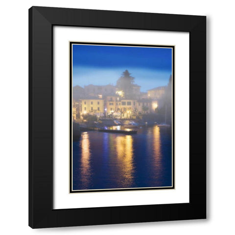 Italy, Varenna Evening dock scene at Lake Como Black Modern Wood Framed Art Print with Double Matting by Flaherty, Dennis