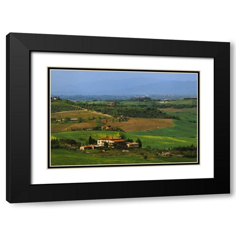 Italy, Tuscany Val dOrcia countryside Black Modern Wood Framed Art Print with Double Matting by Flaherty, Dennis