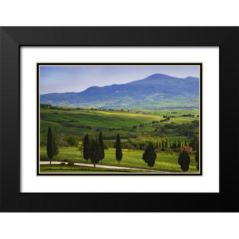 Italy, Tuscany Scenic of the Tuscan countryside Black Modern Wood Framed Art Print with Double Matting by Flaherty, Dennis