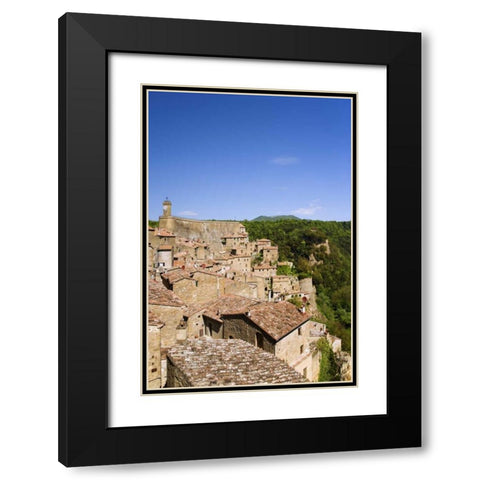 Italy, Sorano Medieval hill town on a cliffside Black Modern Wood Framed Art Print with Double Matting by Flaherty, Dennis