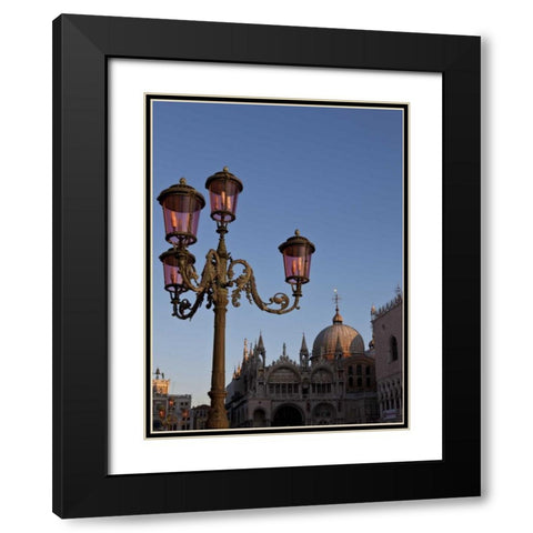 Italy, Venice Ornate lamp on St Marks Square Black Modern Wood Framed Art Print with Double Matting by Young, Bill
