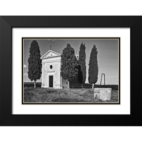 Italy, Tuscany, Val dOrcia Vitaleta Chapel  Black Modern Wood Framed Art Print with Double Matting by Flaherty, Dennis