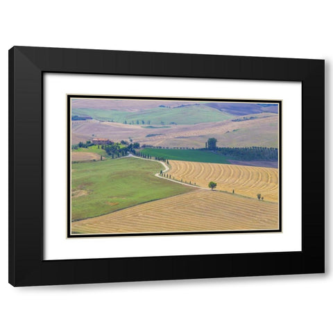 Italy, Tuscany, Pienza Tuscan landscape Black Modern Wood Framed Art Print with Double Matting by Delisle, Gilles