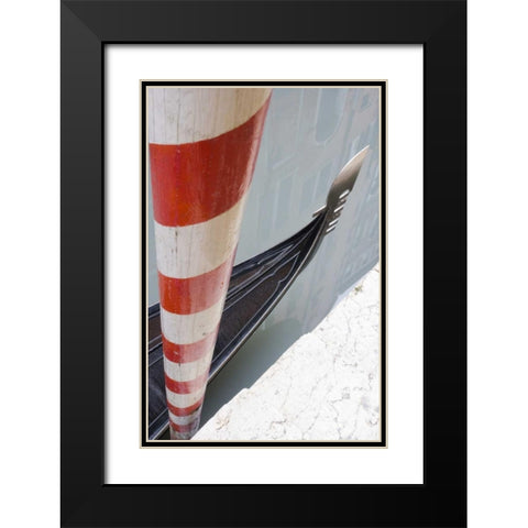 Italy, Venice Gondola and post Black Modern Wood Framed Art Print with Double Matting by Delisle, Gilles