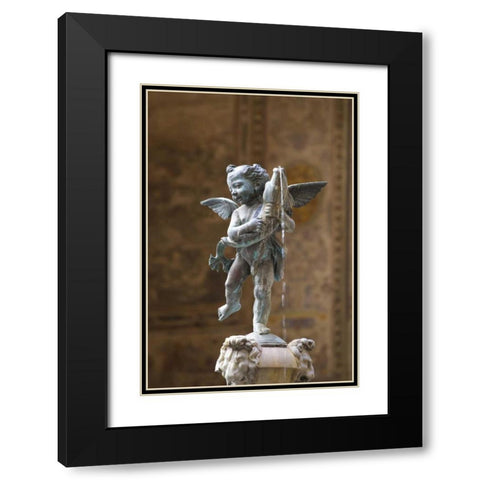 Italy, Florence Statue of boy with dolphin Black Modern Wood Framed Art Print with Double Matting by Delisle, Gilles