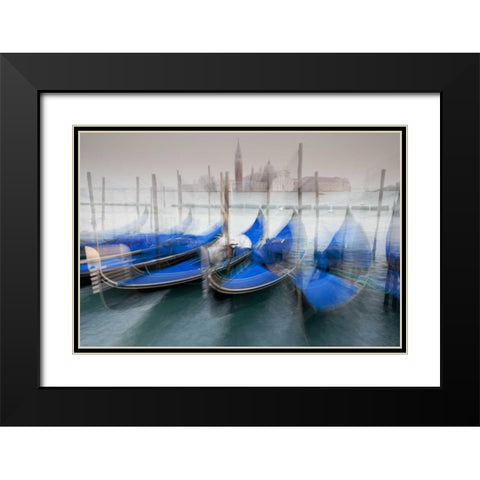 Italy, Venice Gondolas at St Marks Square Black Modern Wood Framed Art Print with Double Matting by Delisle, Gilles