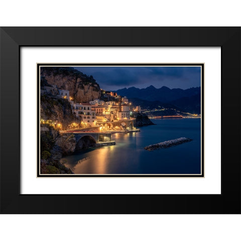 Europe-Italy-Atrani-Sunset on town and Amalfi Coast Black Modern Wood Framed Art Print with Double Matting by Jaynes Gallery