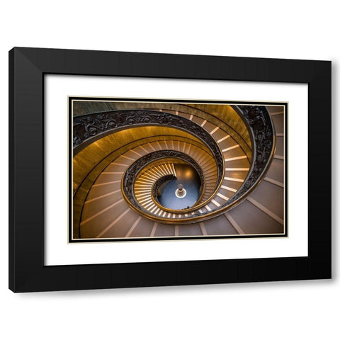 Europe-Italy-Rome-Bramante Stairwell at the Vatican Museum Black Modern Wood Framed Art Print with Double Matting by Jaynes Gallery
