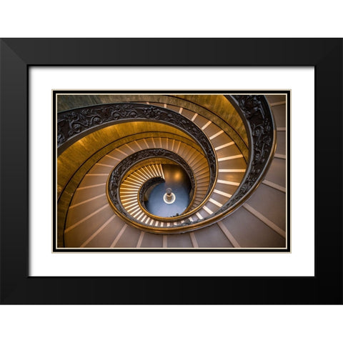 Europe-Italy-Rome-Bramante Stairwell at the Vatican Museum Black Modern Wood Framed Art Print with Double Matting by Jaynes Gallery