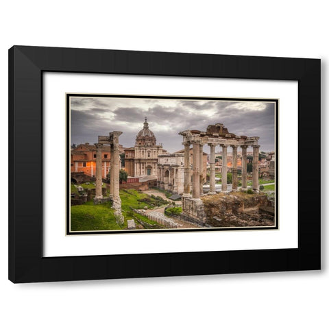 Europe-Italy-Rome-Ruins of Roman Temple of Saturn Black Modern Wood Framed Art Print with Double Matting by Jaynes Gallery