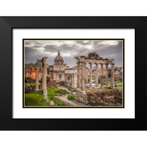 Europe-Italy-Rome-Ruins of Roman Temple of Saturn Black Modern Wood Framed Art Print with Double Matting by Jaynes Gallery