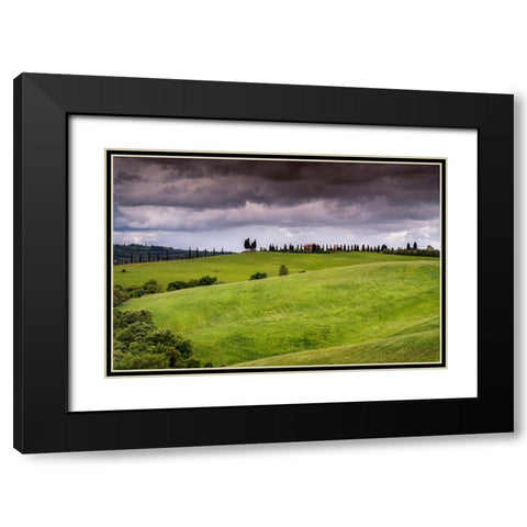 Europe-Italy-Tuscany-Val d Orcia-Farmland under stormy sky Black Modern Wood Framed Art Print with Double Matting by Jaynes Gallery