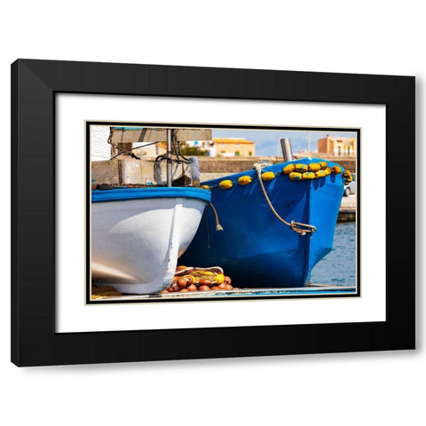 Palermo Province-Santa Flavia Small fishing boats in the harbor of the fishing village Black Modern Wood Framed Art Print with Double Matting by Wilson, Emily