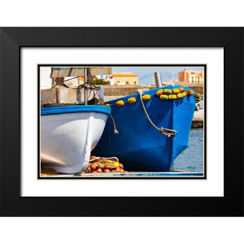 Palermo Province-Santa Flavia Small fishing boats in the harbor of the fishing village Black Modern Wood Framed Art Print with Double Matting by Wilson, Emily