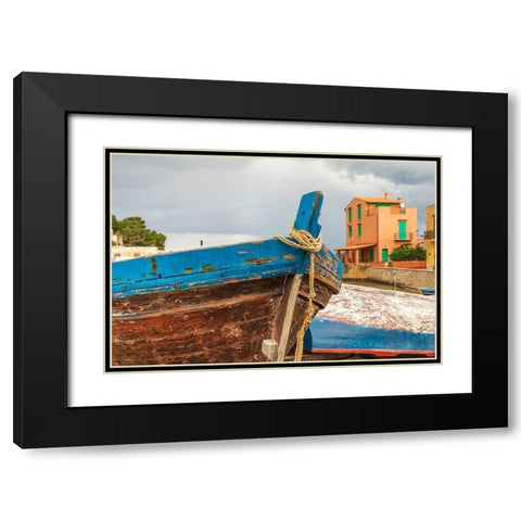 Palermo Province-Santa Flavia Small fishing boats in the fishing village of Santa Flavia Black Modern Wood Framed Art Print with Double Matting by Wilson, Emily