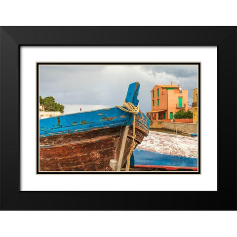 Palermo Province-Santa Flavia Small fishing boats in the fishing village of Santa Flavia Black Modern Wood Framed Art Print with Double Matting by Wilson, Emily