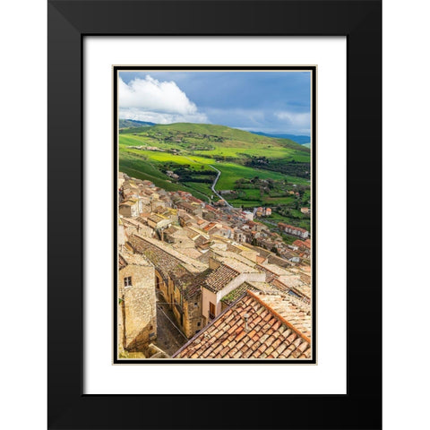 Palermo Province-Gangi View of the town of Gangi in the mountains of Sicily Black Modern Wood Framed Art Print with Double Matting by Wilson, Emily