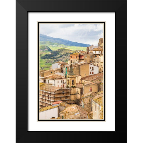 Palermo Province-Gangi View of the town of Gangi in the mountains of Sicily Black Modern Wood Framed Art Print with Double Matting by Wilson, Emily