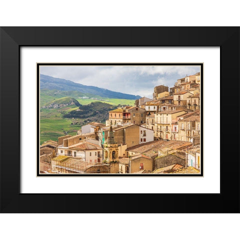 Palermo Province-Gangi View of the town of Gangi in the mountains of Sicily Black Modern Wood Framed Art Print with Double Matting by Wilson, Emily