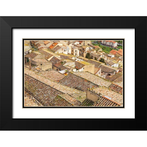 Palermo Province-Gangi View over the rooftops in the town of Gangi in the mountains of Sicily Black Modern Wood Framed Art Print with Double Matting by Wilson, Emily