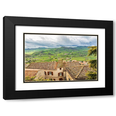 Palermo Province-Gangi Territorial town view of the countryside around Gangi in the mountains Black Modern Wood Framed Art Print with Double Matting by Wilson, Emily