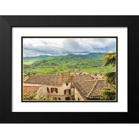 Palermo Province-Gangi Territorial town view of the countryside around Gangi in the mountains Black Modern Wood Framed Art Print with Double Matting by Wilson, Emily