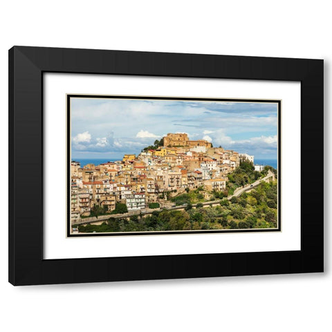 Messina Province-Caronia The medieval hilltop town Caronia-built around a Norman castle Black Modern Wood Framed Art Print with Double Matting by Wilson, Emily