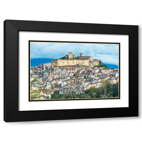 Messina Province-Montalbano Elicona The castle above the medieval hill town of Montalbano Elicona Black Modern Wood Framed Art Print with Double Matting by Wilson, Emily