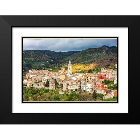 Messina Province-Novara di Sicilia The medieval hill town of Novara di Sicilia Black Modern Wood Framed Art Print with Double Matting by Wilson, Emily