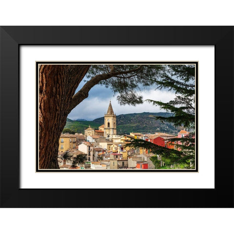 Messina Province-Novara di Sicilia The medieval hill town of Novara di Sicilia Black Modern Wood Framed Art Print with Double Matting by Wilson, Emily