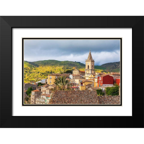 Messina Province-Novara di Sicilia The medieval hill town of Novara di Sicilia Black Modern Wood Framed Art Print with Double Matting by Wilson, Emily