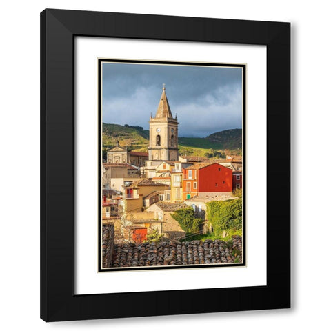 Messina Province-Novara di Sicilia The medieval hill town of Novara di Sicilia Black Modern Wood Framed Art Print with Double Matting by Wilson, Emily