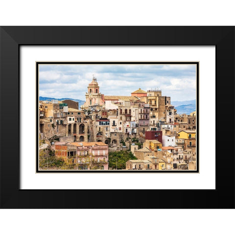 Enna Province-Centuripe The ancient hill town of Centuripe in eastern Sicily Black Modern Wood Framed Art Print with Double Matting by Wilson, Emily