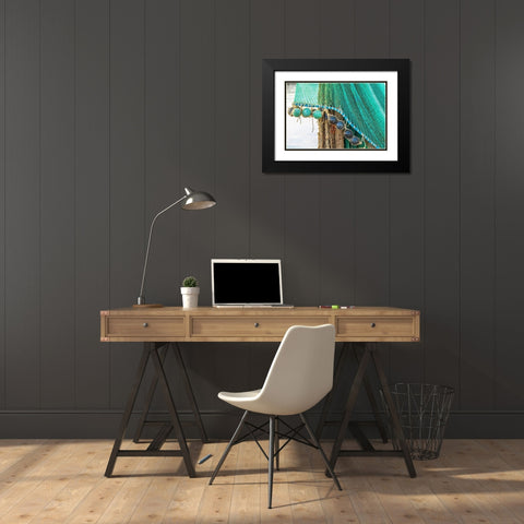 Agrigento Province-Sciacca A fishing net in the harbor of Sciacca-on the Mediterranean Sea Black Modern Wood Framed Art Print with Double Matting by Wilson, Emily