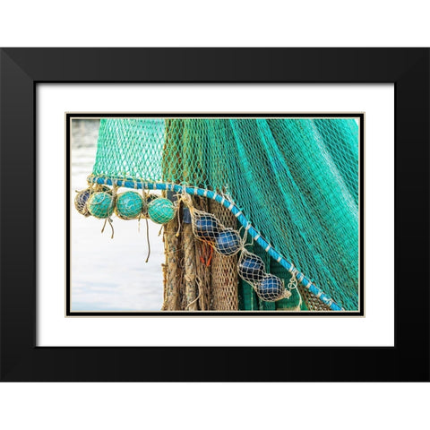 Agrigento Province-Sciacca A fishing net in the harbor of Sciacca-on the Mediterranean Sea Black Modern Wood Framed Art Print with Double Matting by Wilson, Emily