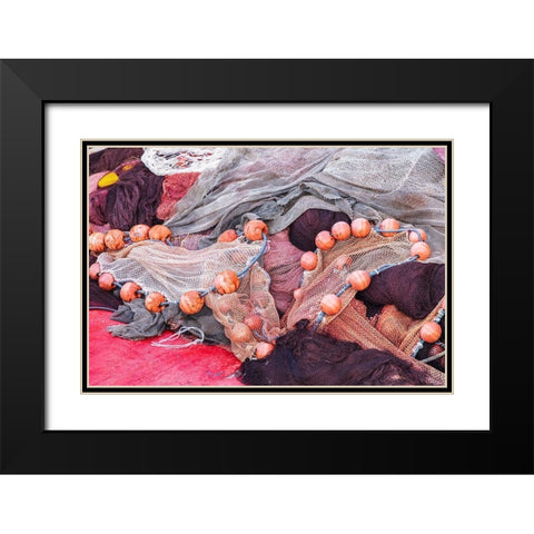 Agrigento Province-Sciacca A fishing net in the harbor of Sciacca-on the Mediterranean Sea Black Modern Wood Framed Art Print with Double Matting by Wilson, Emily