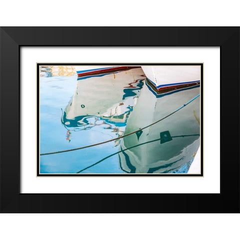 Agrigento Province-Sciacca Reflection of fishing boats in the harbor of Sciacca Black Modern Wood Framed Art Print with Double Matting by Wilson, Emily