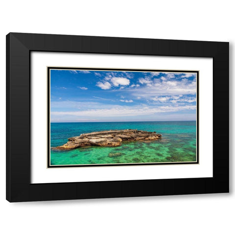 Italy-Apulia-Metropolitan City of Bari-Monopoli Porta Vecchia (Old Port) Black Modern Wood Framed Art Print with Double Matting by Wilson, Emily