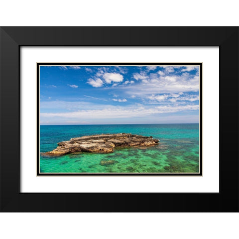 Italy-Apulia-Metropolitan City of Bari-Monopoli Porta Vecchia (Old Port) Black Modern Wood Framed Art Print with Double Matting by Wilson, Emily